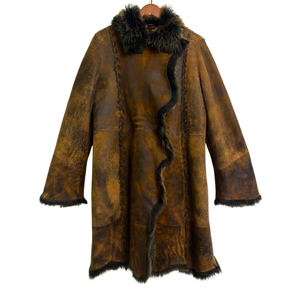 Rizal Vintage Toscana Italy Lamb Shearling Long Sleeve Coat Women’s Size 42 FR
